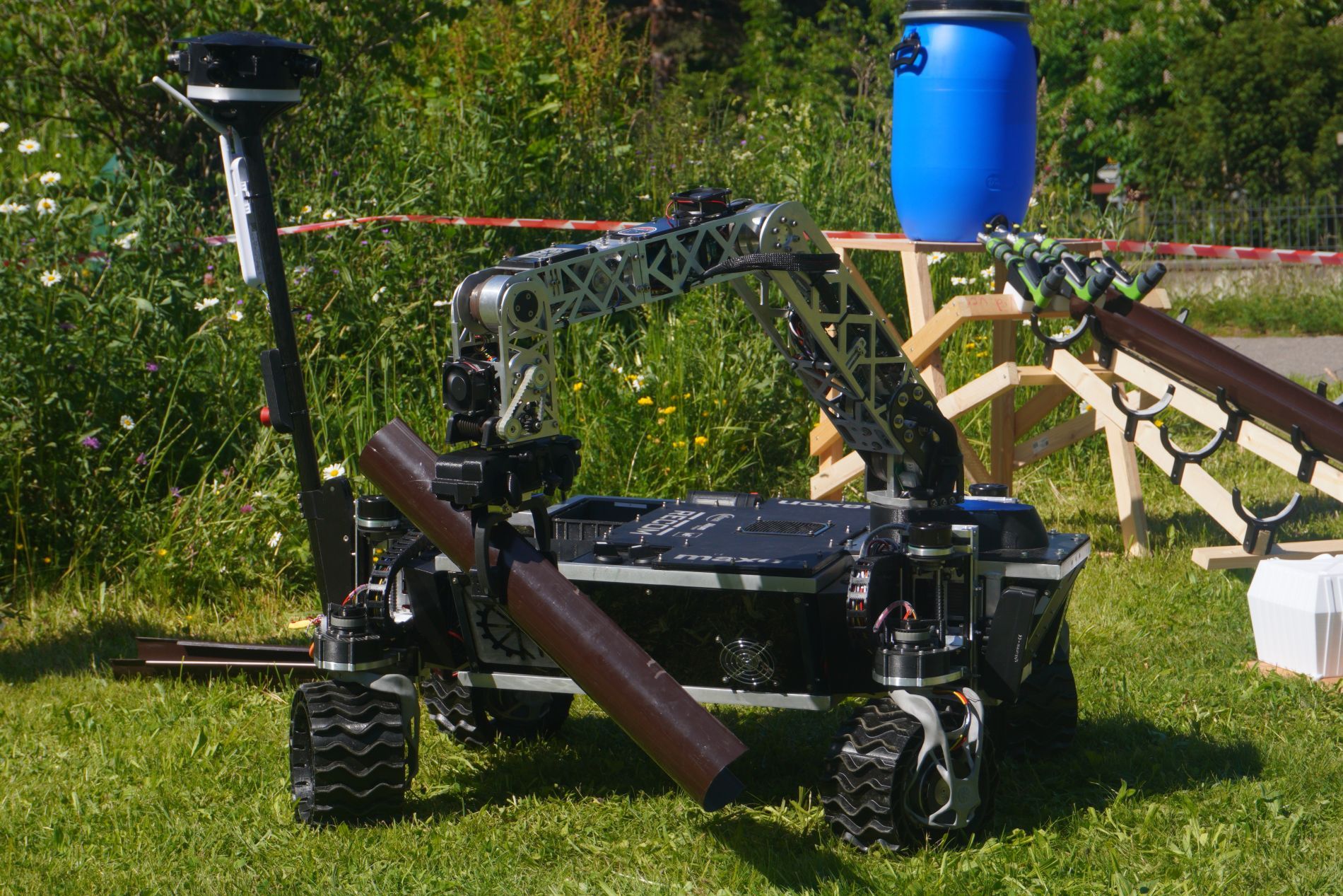 One of the competition tasks: repairing the water supply lines of an imaginary space station together with another team